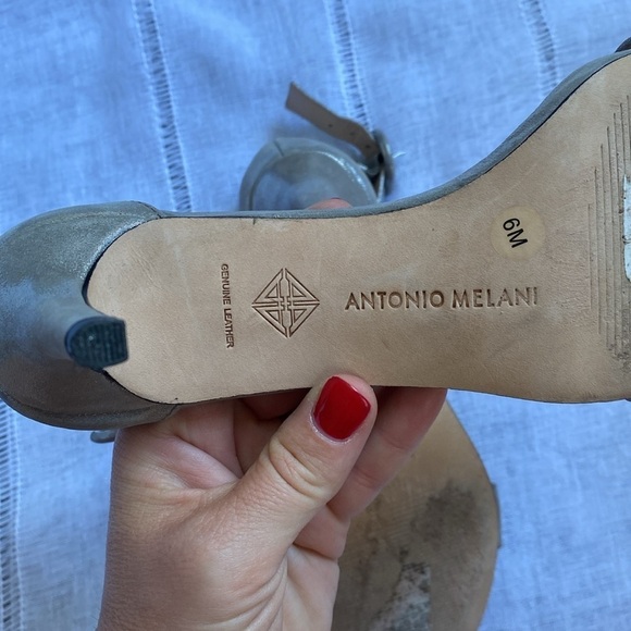 Antonio Melani silver leather heels with ankle strap. - Picture 8 of 13